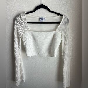 Princess Polly Cream Textured Crop Top